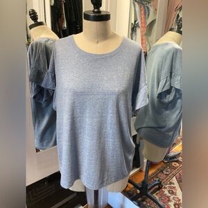 Calvin Klein Heather Blue Flutter Short Sleeve Tee, Size XS (fits like S/M)
